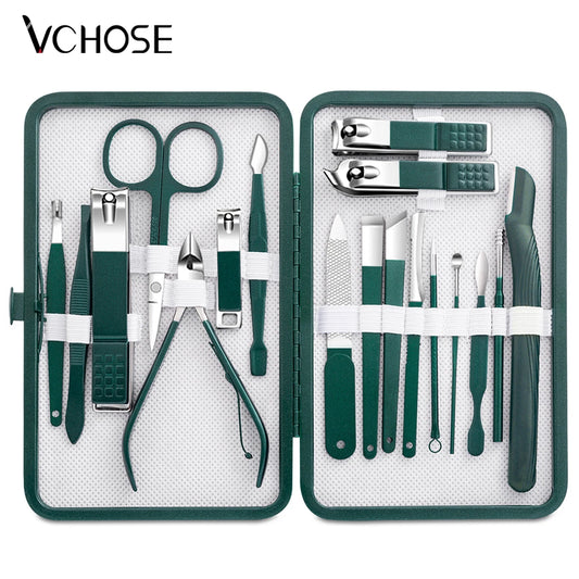 Stainless Steel Nail Clipper Set Grooming Tool Set With Portable Case