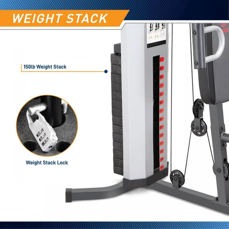 Multifunction Steel Home Gym 150lb Weight Stack Machine